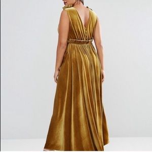 ISO ASOS CURVE YELLOW VELVET DRESS 18-20-22